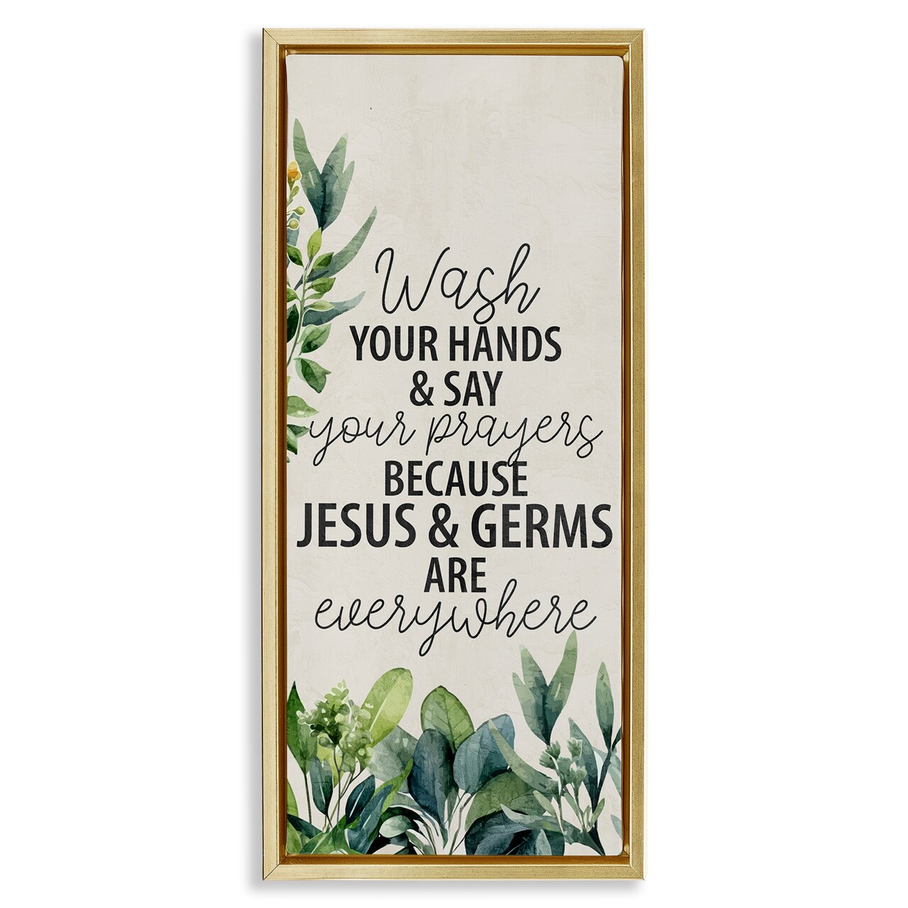 Stupell Industries Jesus & Germs Hygiene Framed Floater Canvas Wall Art Design by Kim Allen
